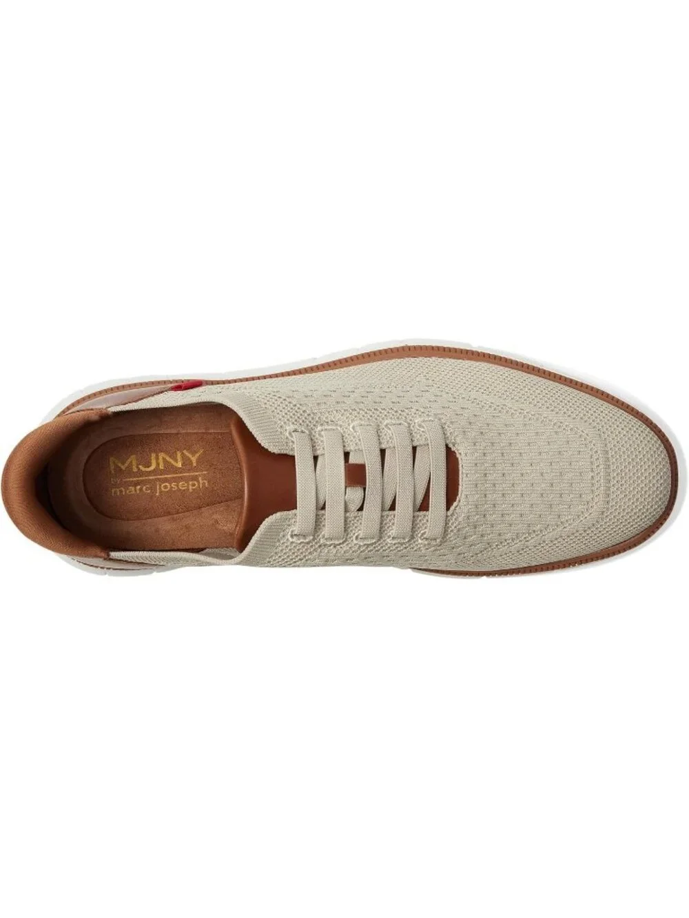 Marc Joseph Men's Beige Leather Slip On Round Toe Solid Comforts Oxfords Shoes